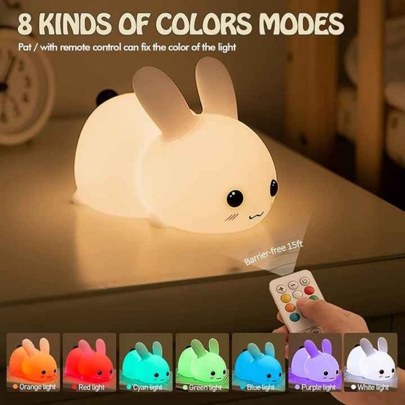 Perfect Gift Jade bunny Sleeping lamp light up silicone animal night light - Picture 12 of 16